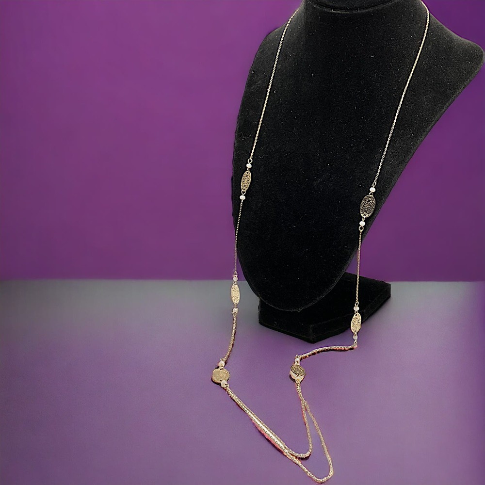 Gold-Tone Filigree White Beads and Rhinestone Necklace!